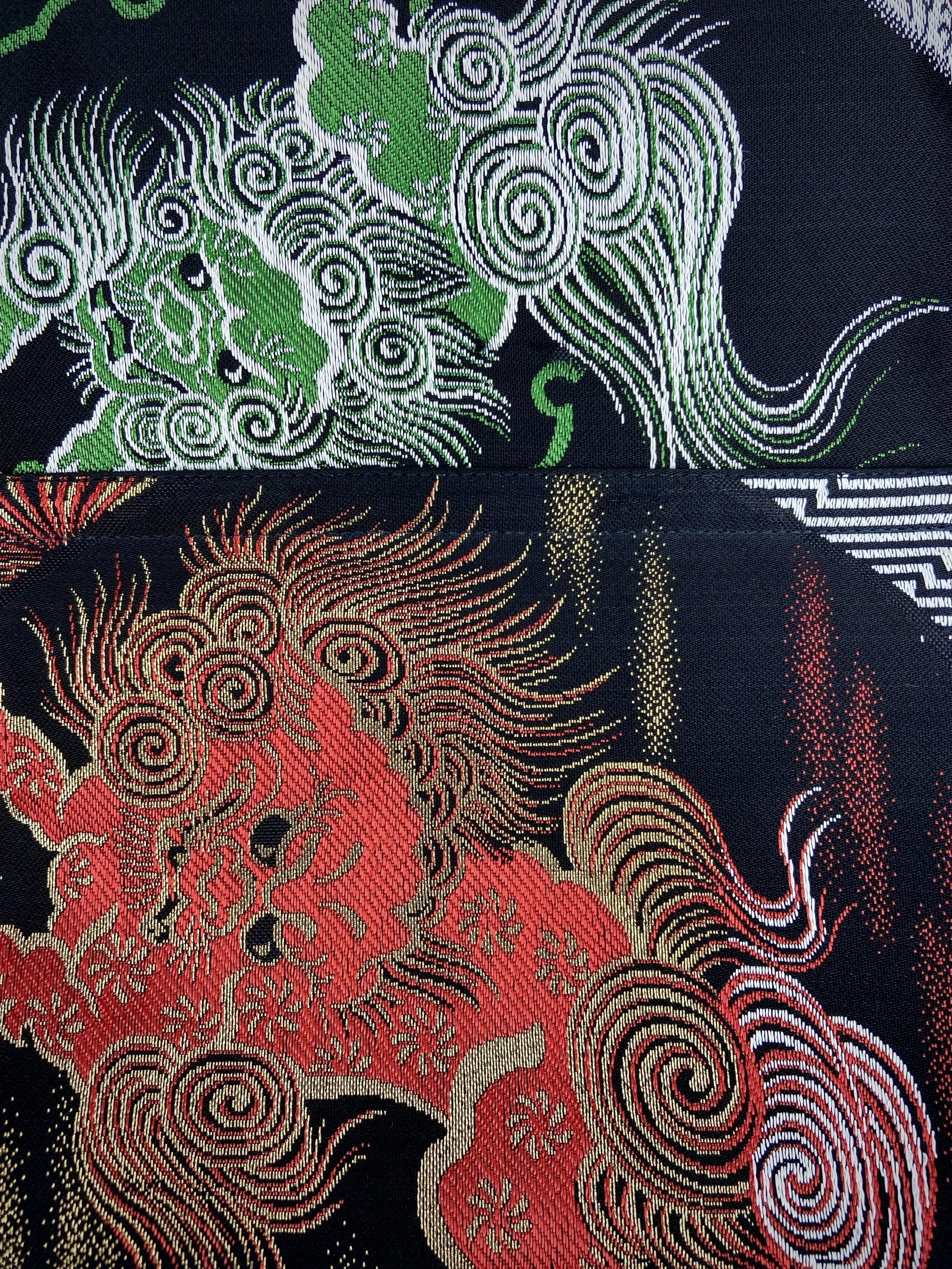 Black Dragon evening bag made from vintage Japanese obi fabric by Kirsty Chivers