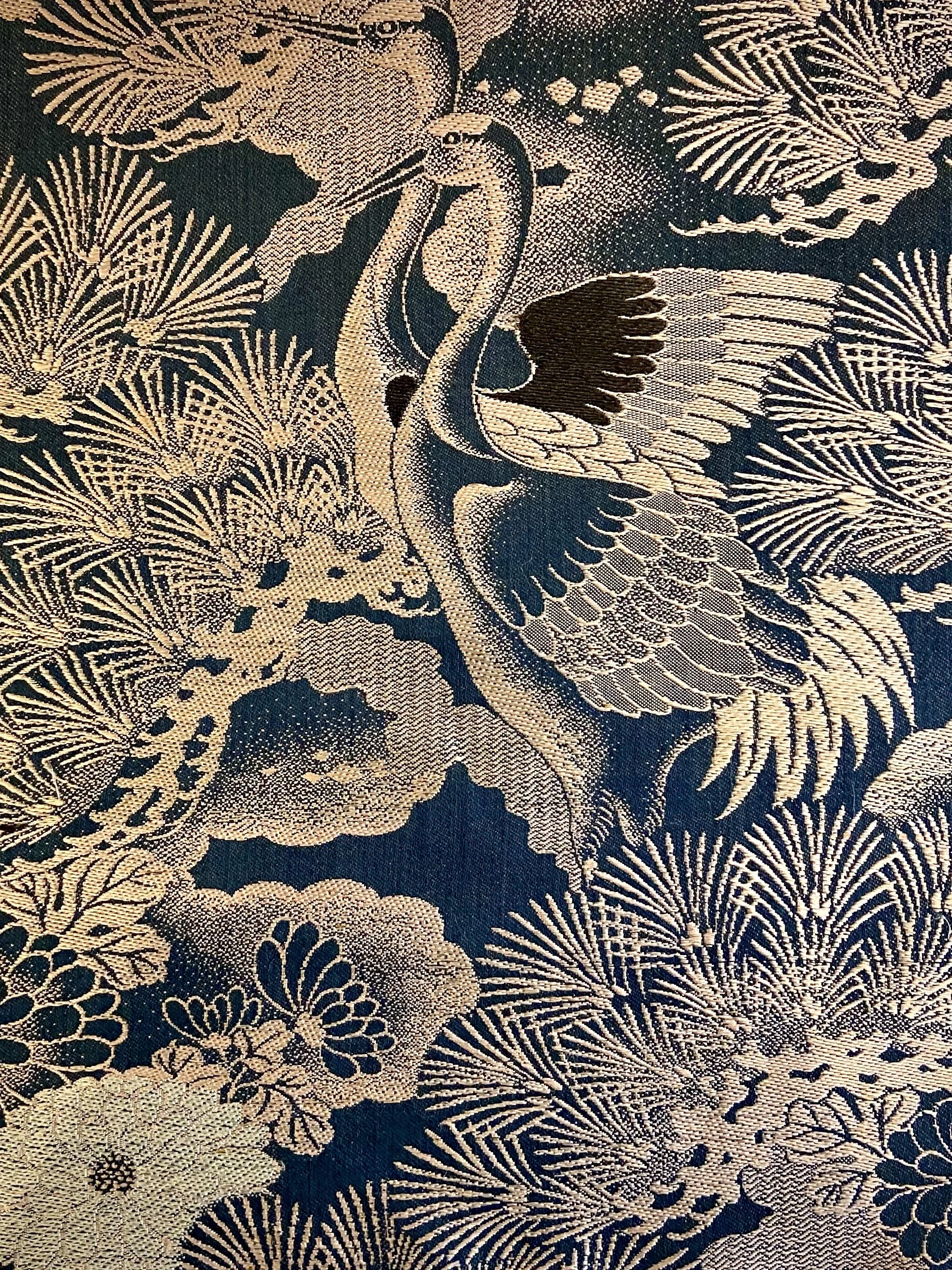 Closeup of unique evening clutch purse with tassel, made from vintage Japanese obi fabric