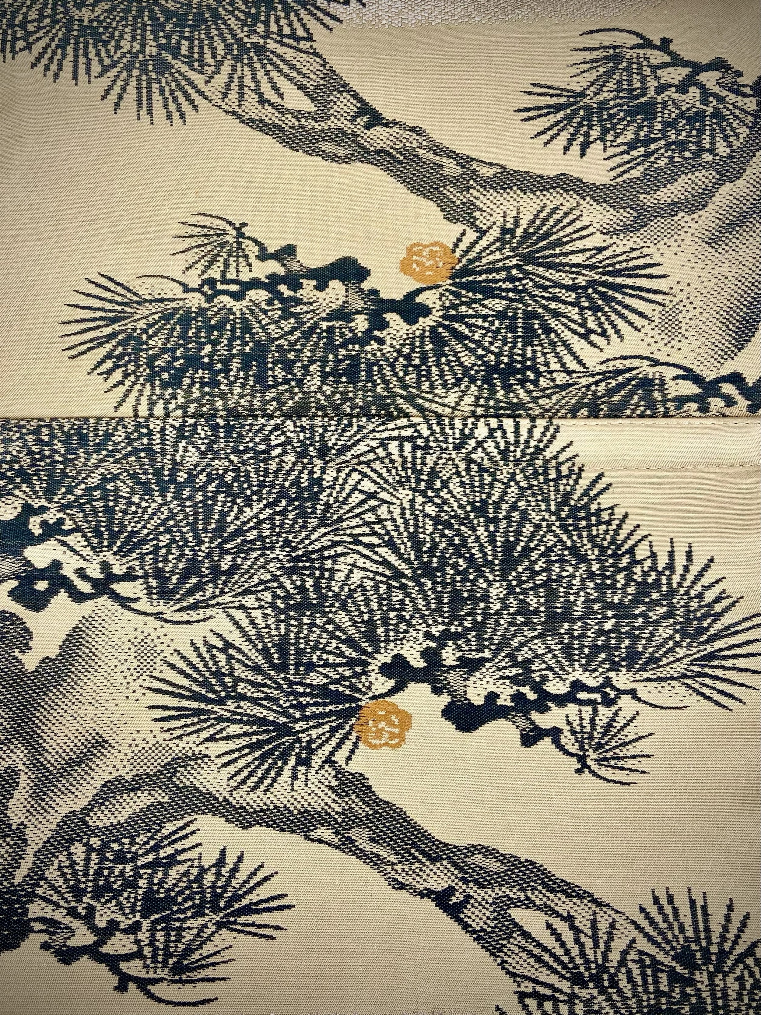 Green Matsu pine evening bag made from vintage Japanese obi silk by Kirsty Chivers
