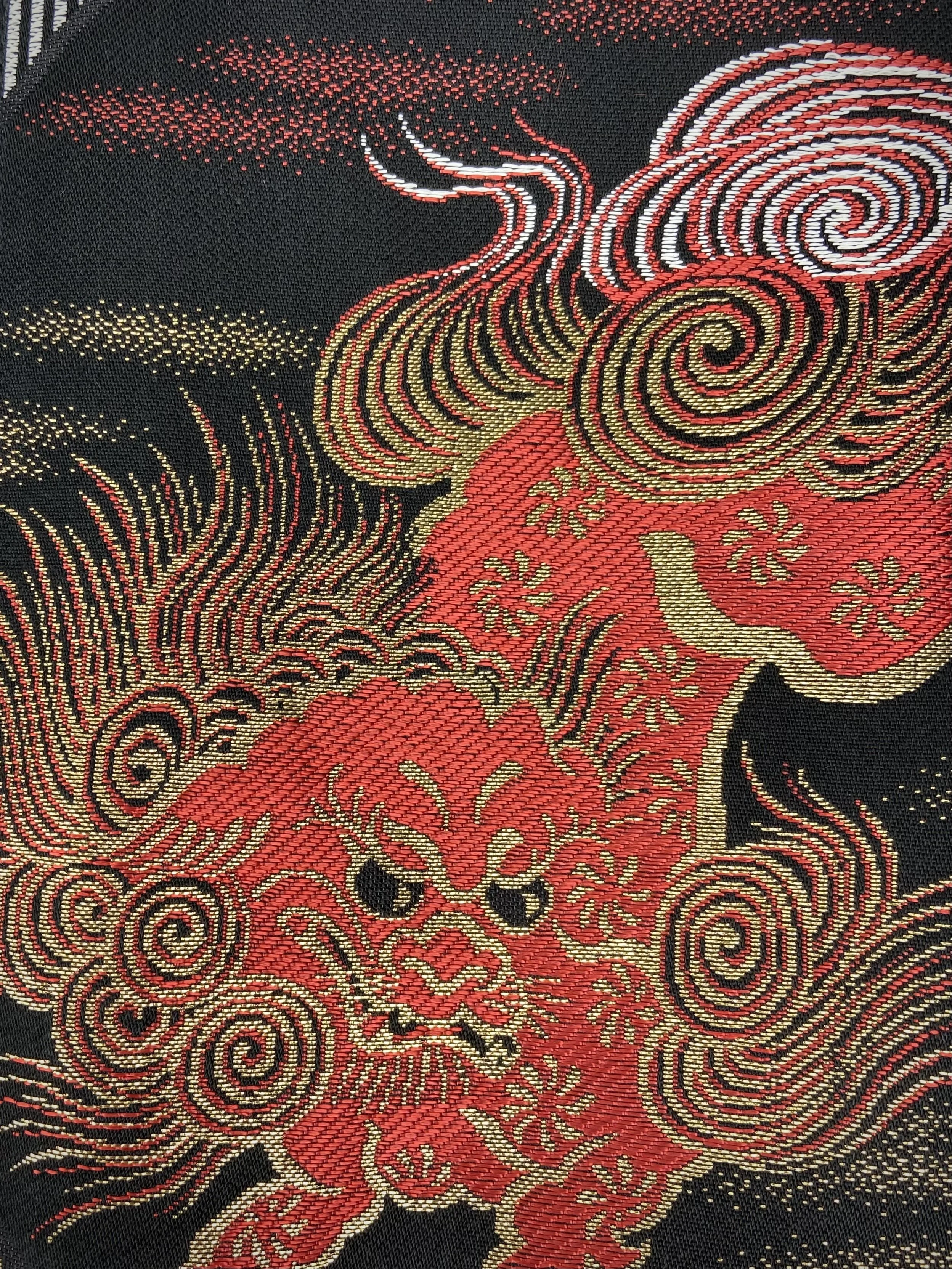 Black Dragon evening bag made from vintage Japanese obi fabric by Kirsty Chivers