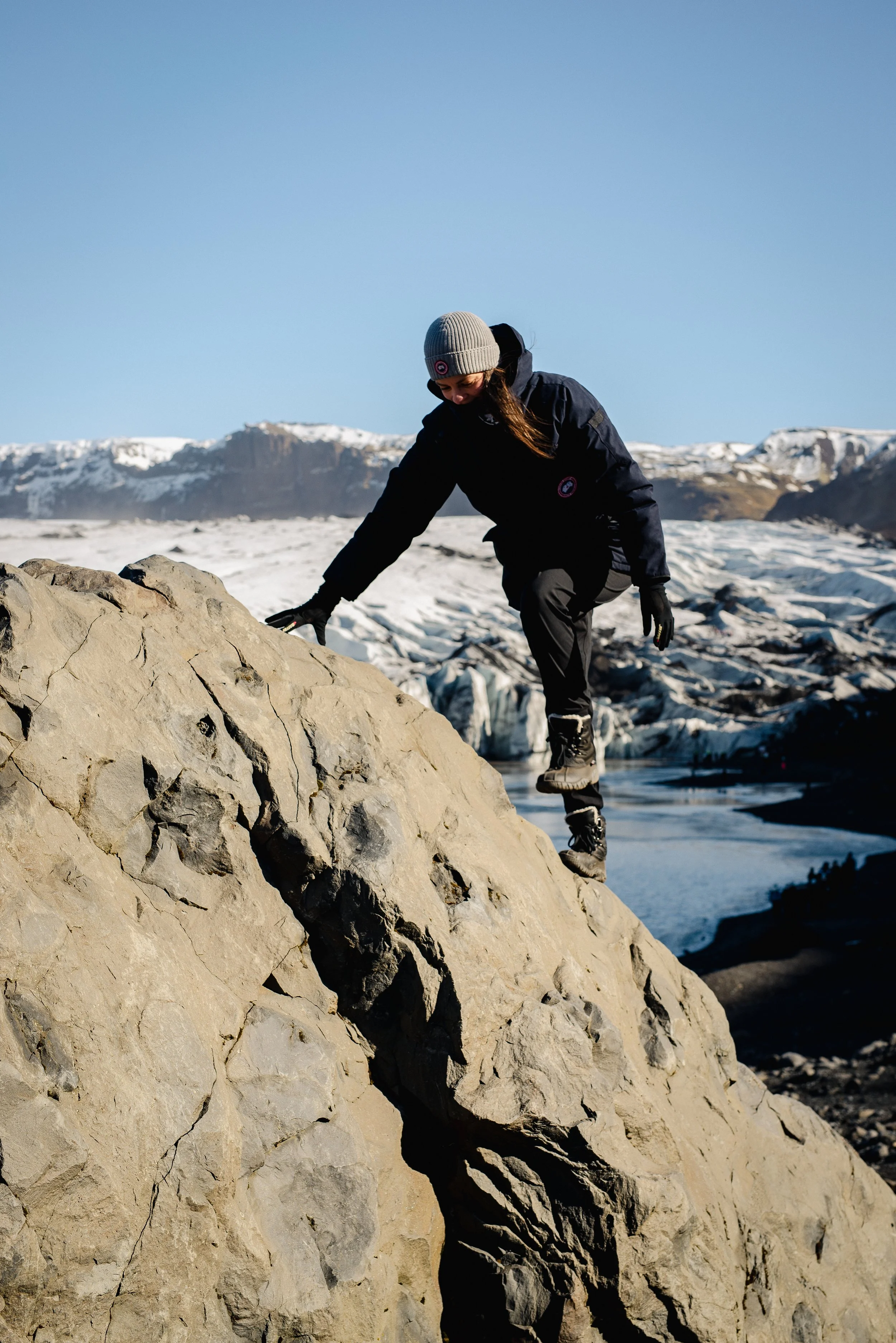 Meg O'Hara testing out Baffin boots in Iceland on an artist expedition