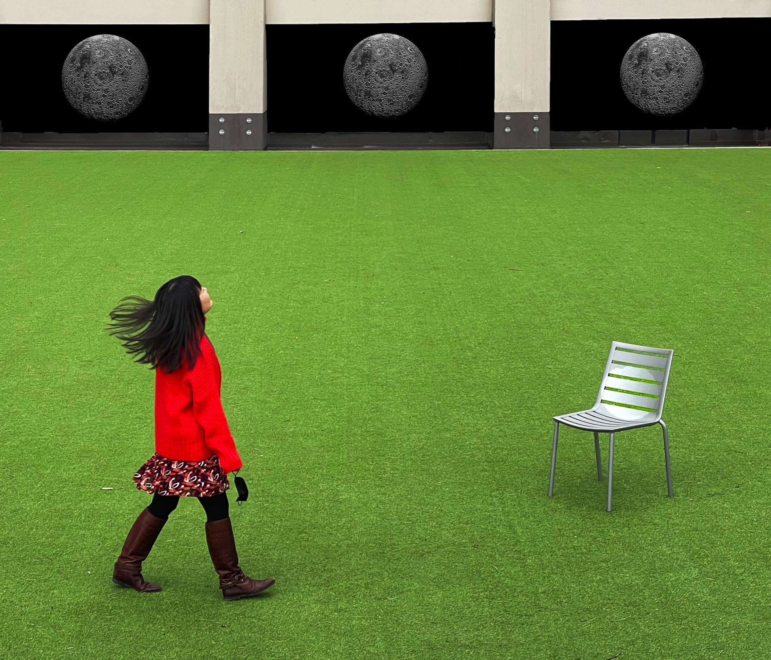 Alone on the Green Grass, She Contemplates Three Moons