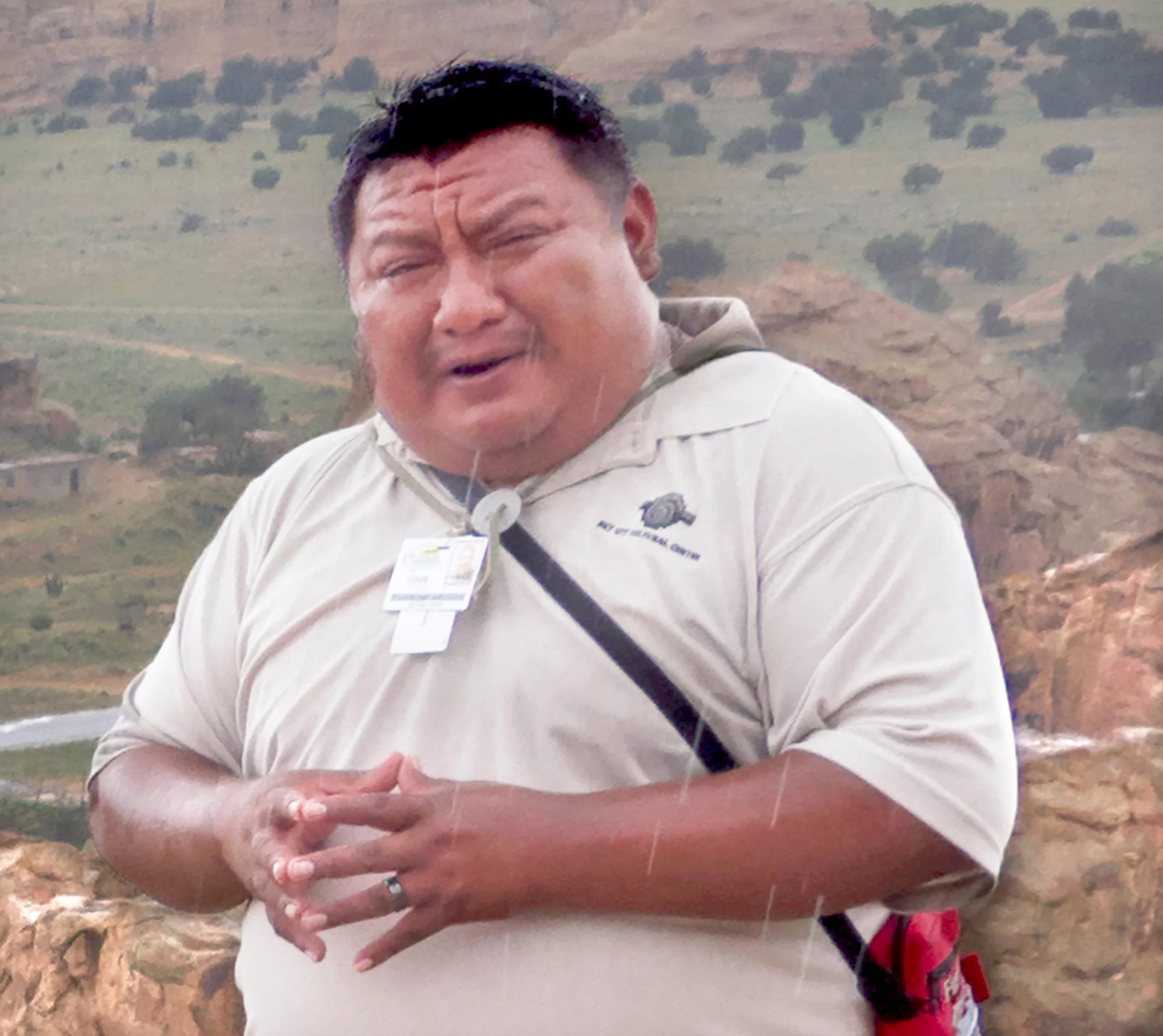 Stephen in the Rain, Ancoma Pueblo, New Mexico