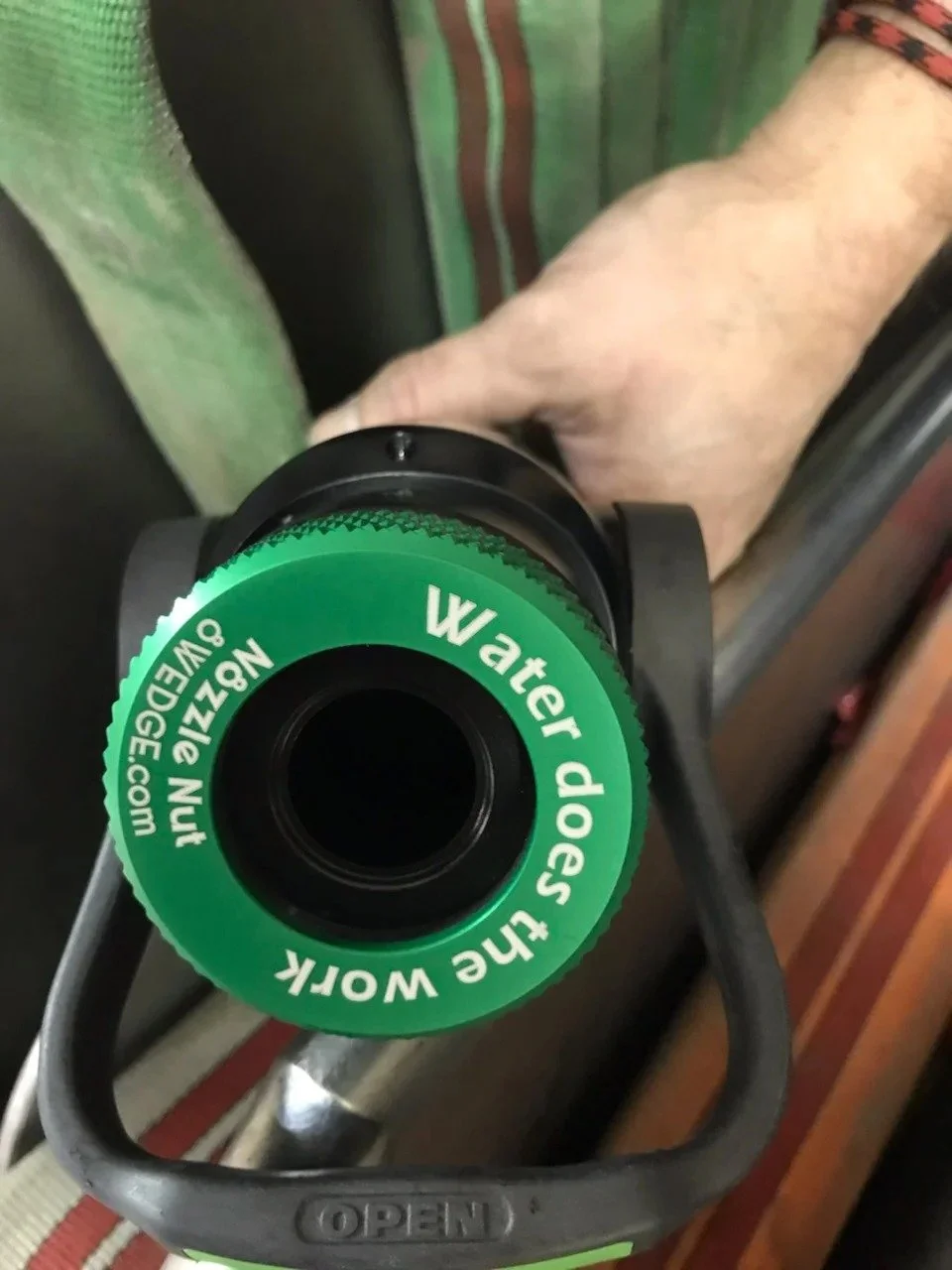 close up of nozzle thread protector installed showing secure fit