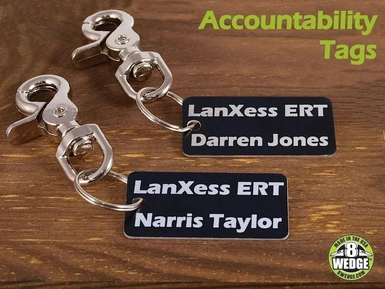 Personnel accountability tags for industrial teams and jobsite crew tracking