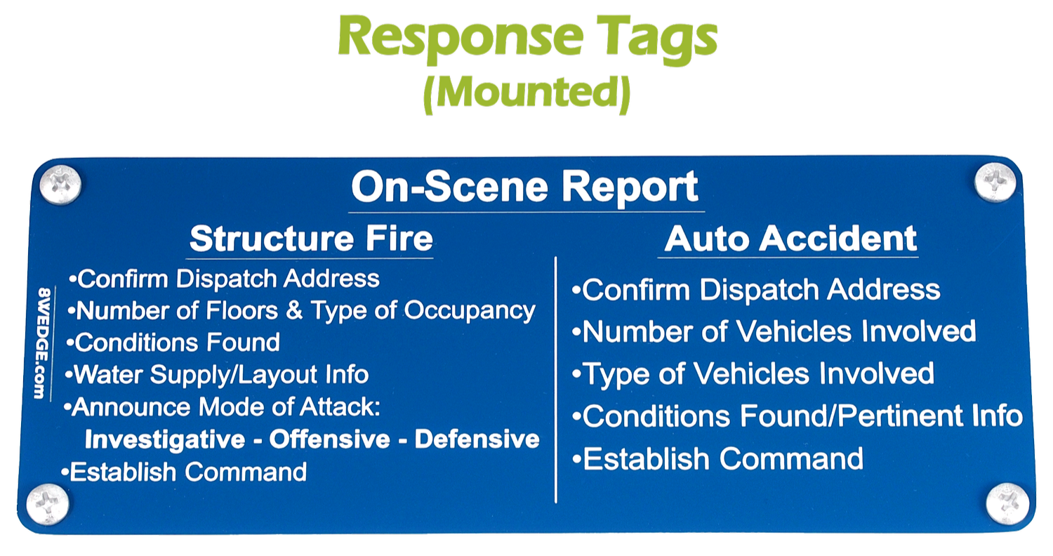 firefighter size up reference tag showing on scene report structure for fireground communication