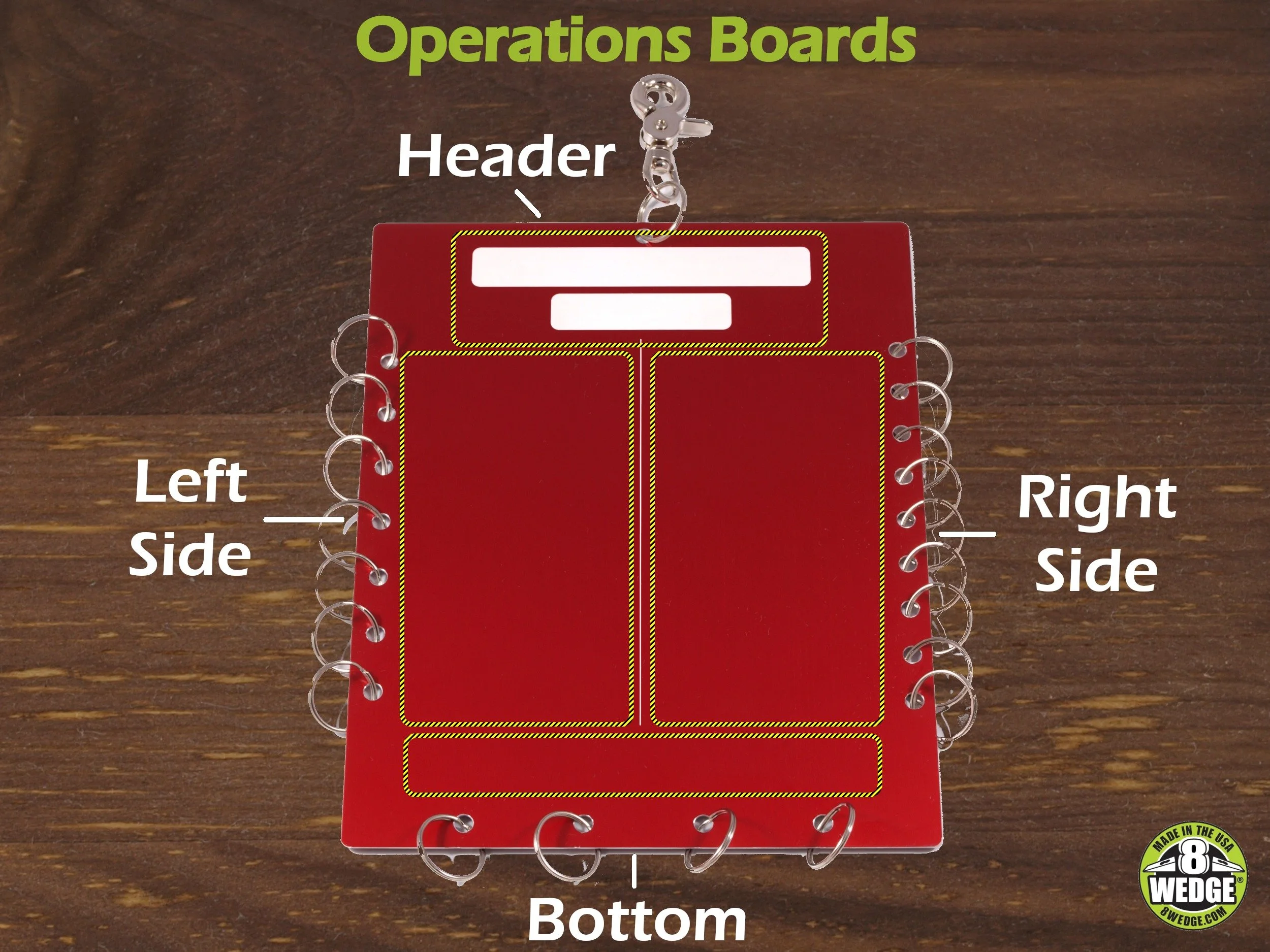 Red firefighter accountability operations board used for tracking crews and assignments on scene