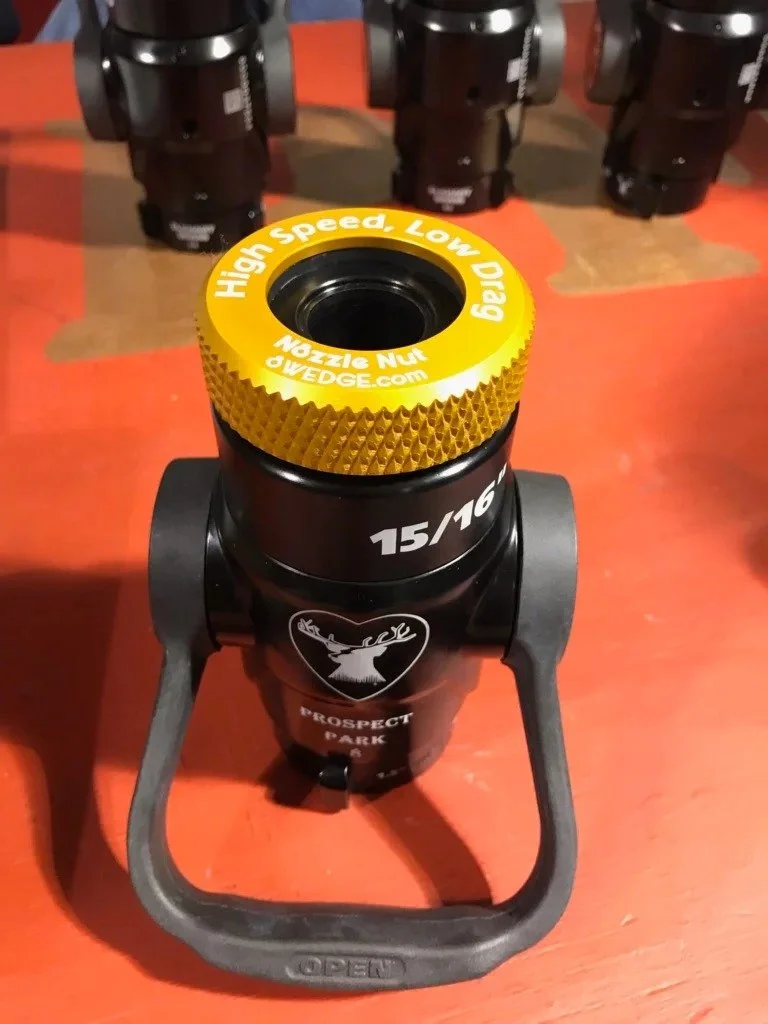 thread protector installed on fire hose nozzle showing thread protection