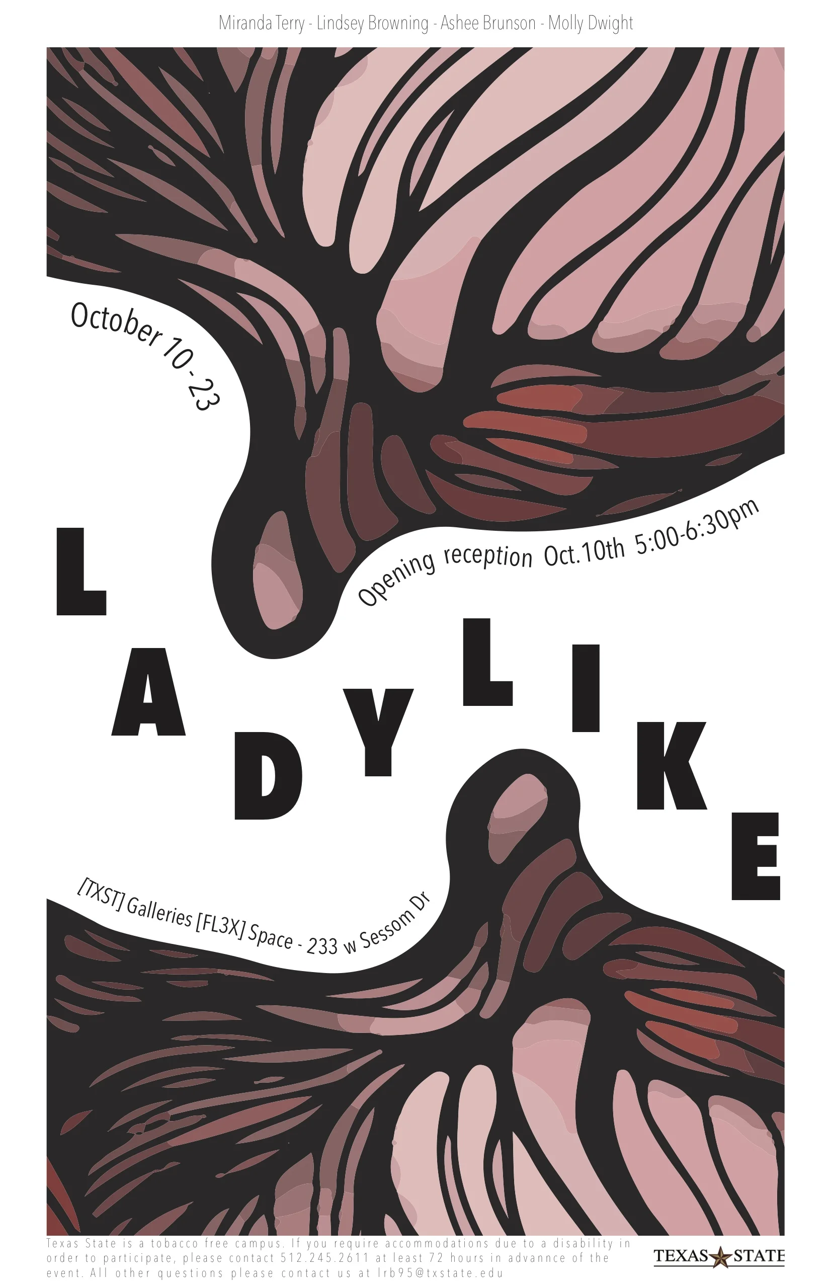 Ladylike (Curated by Miranda Terry and Lindsey Browning), FLEX space exhibition, On view October 10–October 23, 2018