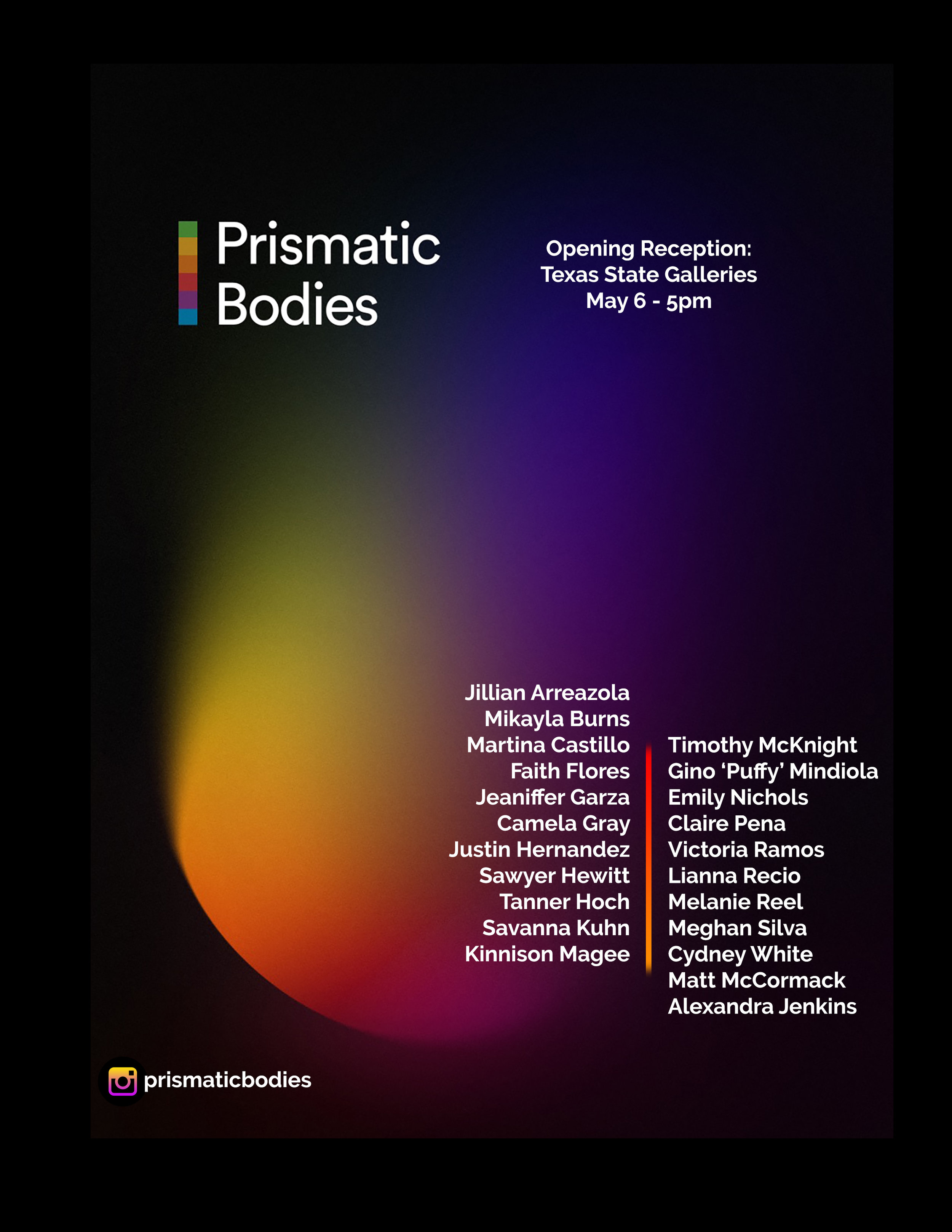 Prismatic Bodies (BFA Thesis Exhibition), FLEX space exhibition, On view May 6–May 10, 2019 (Copy)