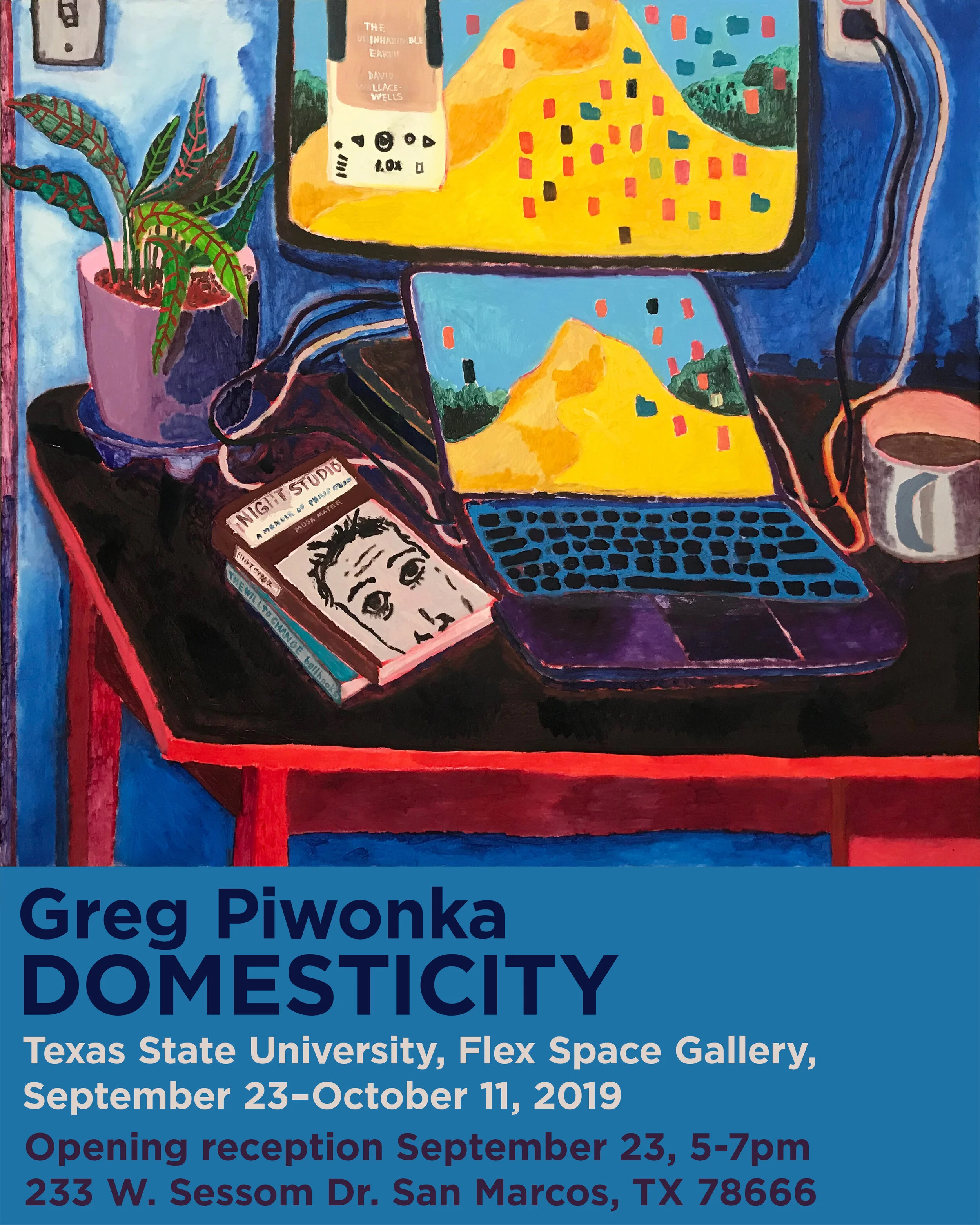 Domesticity (Greg Piwonka), FLEX space exhibition. On view September 23–October 11, 2019. Opening reception September 23 at 5–7 p.m.