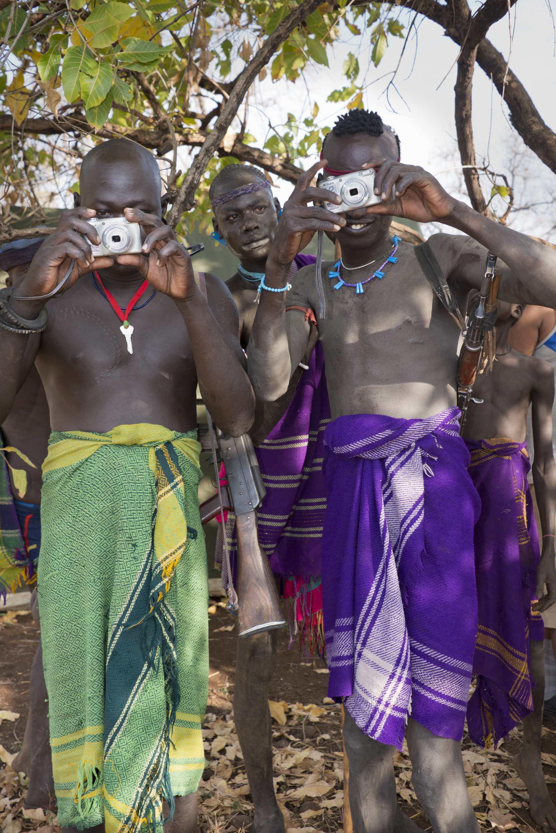 Mursi warriors learn photography