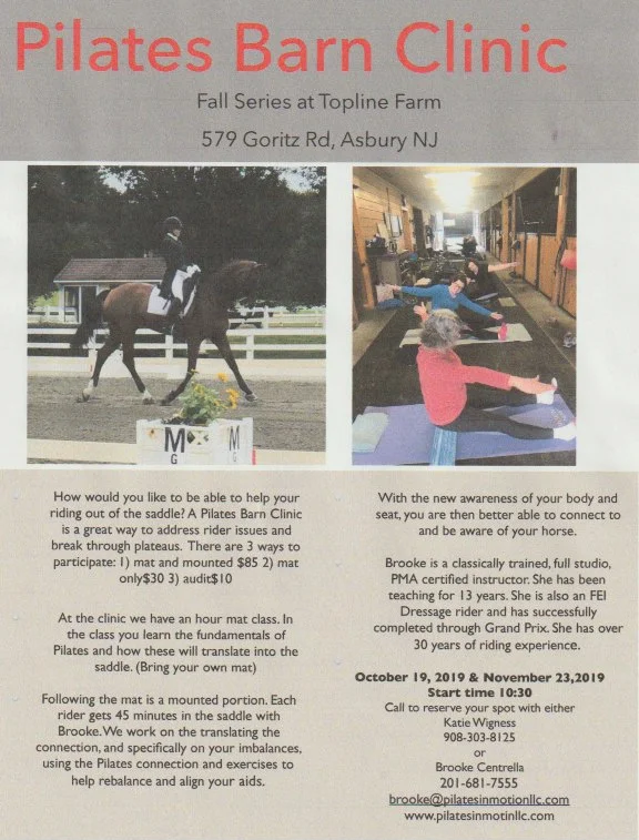 Fall Series Pilates Barn Clinic at Topline Farm