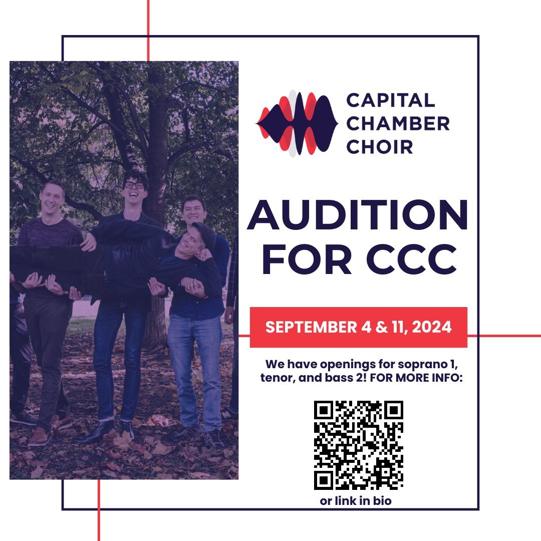 Are you a Soprano I, Tenor, or Bass 2? Looking for challenging, but fun repertoire and enjoy social camaraderie with your choir peers? 
Hi, we're CCC. 👋🙂Check us out by scanning the QR code or link in bio!⬆⬆⬆

Capital Chamber Choir encourages audit