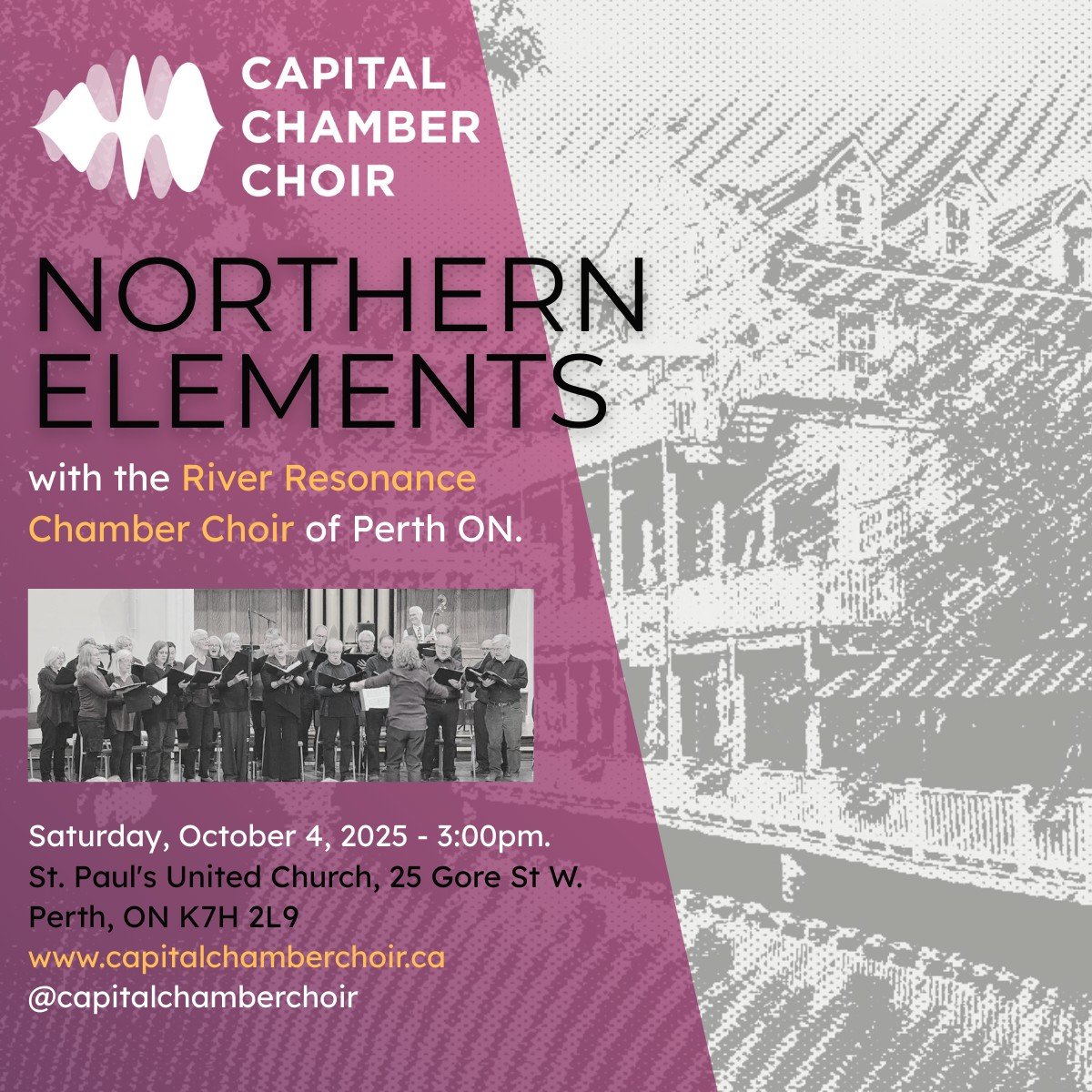 This Saturday! Join us in #Perth to perform local and #Canadian works in preparation for our recording project. We're especially excited to join Perth's own River Resonance choir, led by CCC soprano, @nicola.oddy ! TICKET link in bio ⬆⬆⬆

#choir #ott