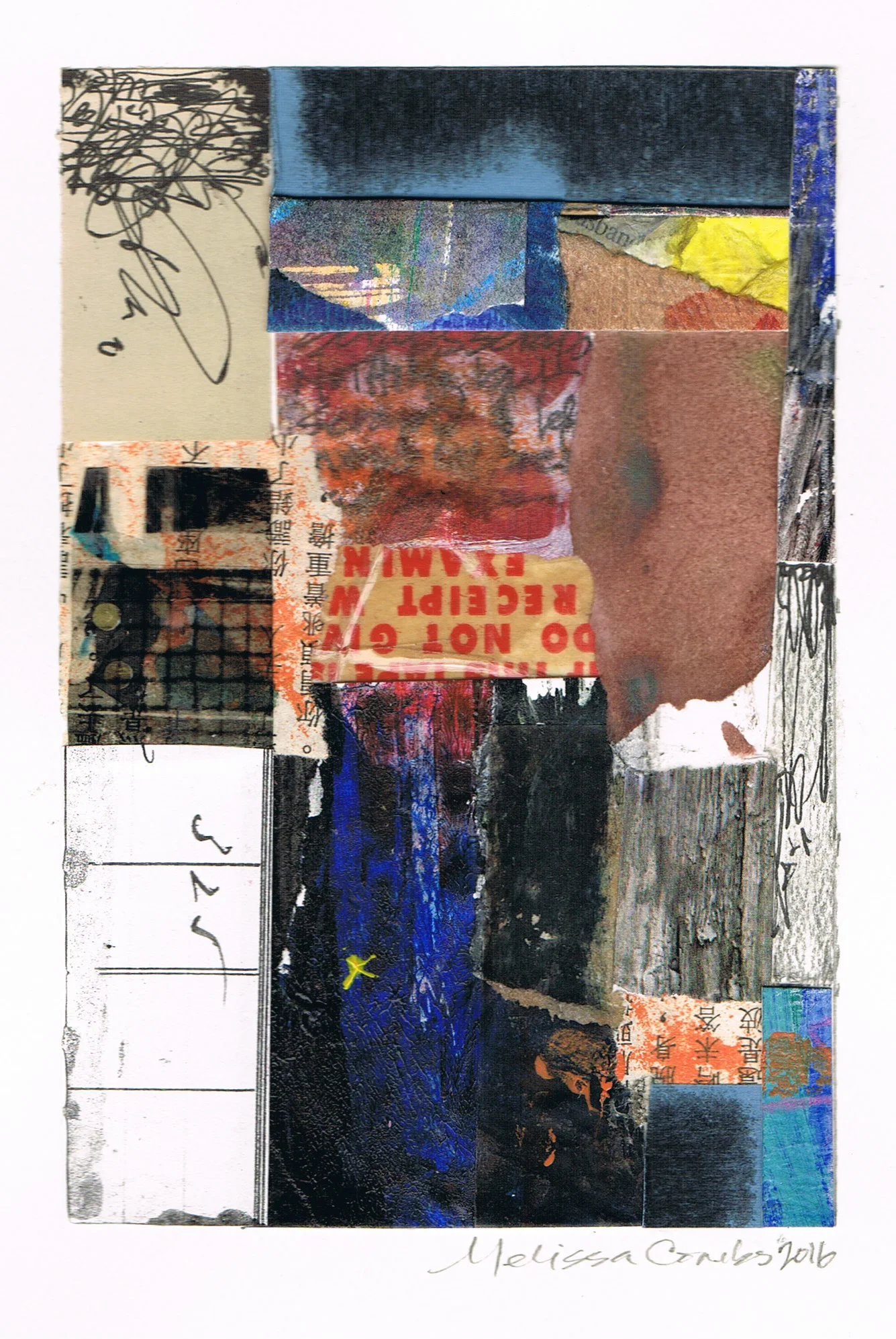 "Show No Receipt" abstract collage by artist Melissa Combs © 2016 studio-mlc.com
