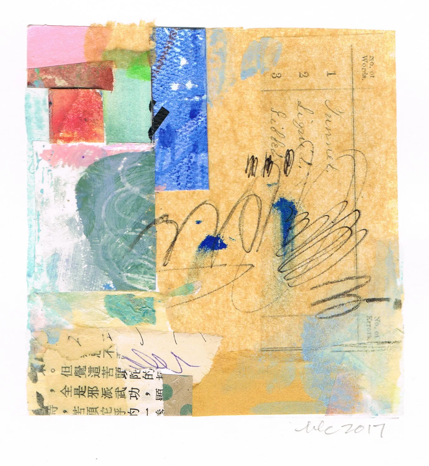 "Coiled" abstract collage by artist Melissa Combs © 2017 studio-mlc.com
