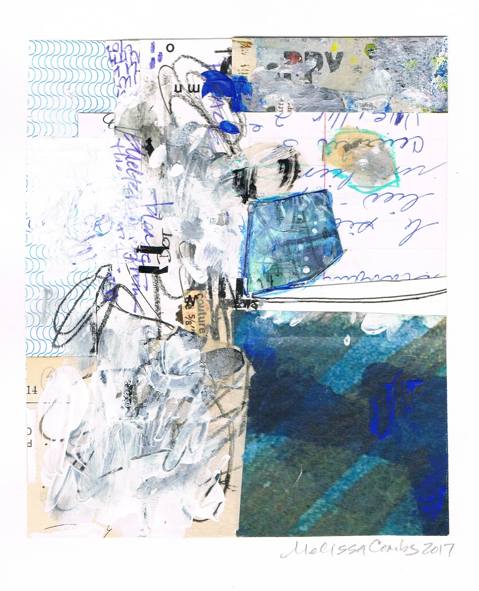 "Blue Diamonds" abstract collage by artist Melissa Combs © 2017 studio-mlc.com