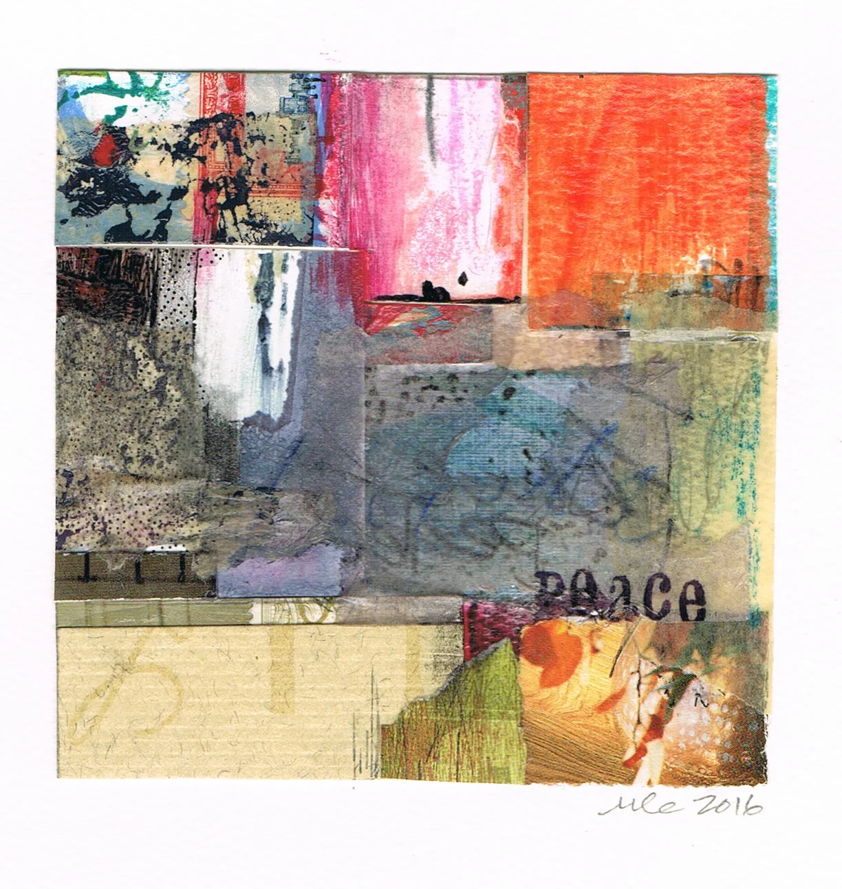 "Peace" abstract collage by artist Melissa Combs © 2016 studio-mlc.com