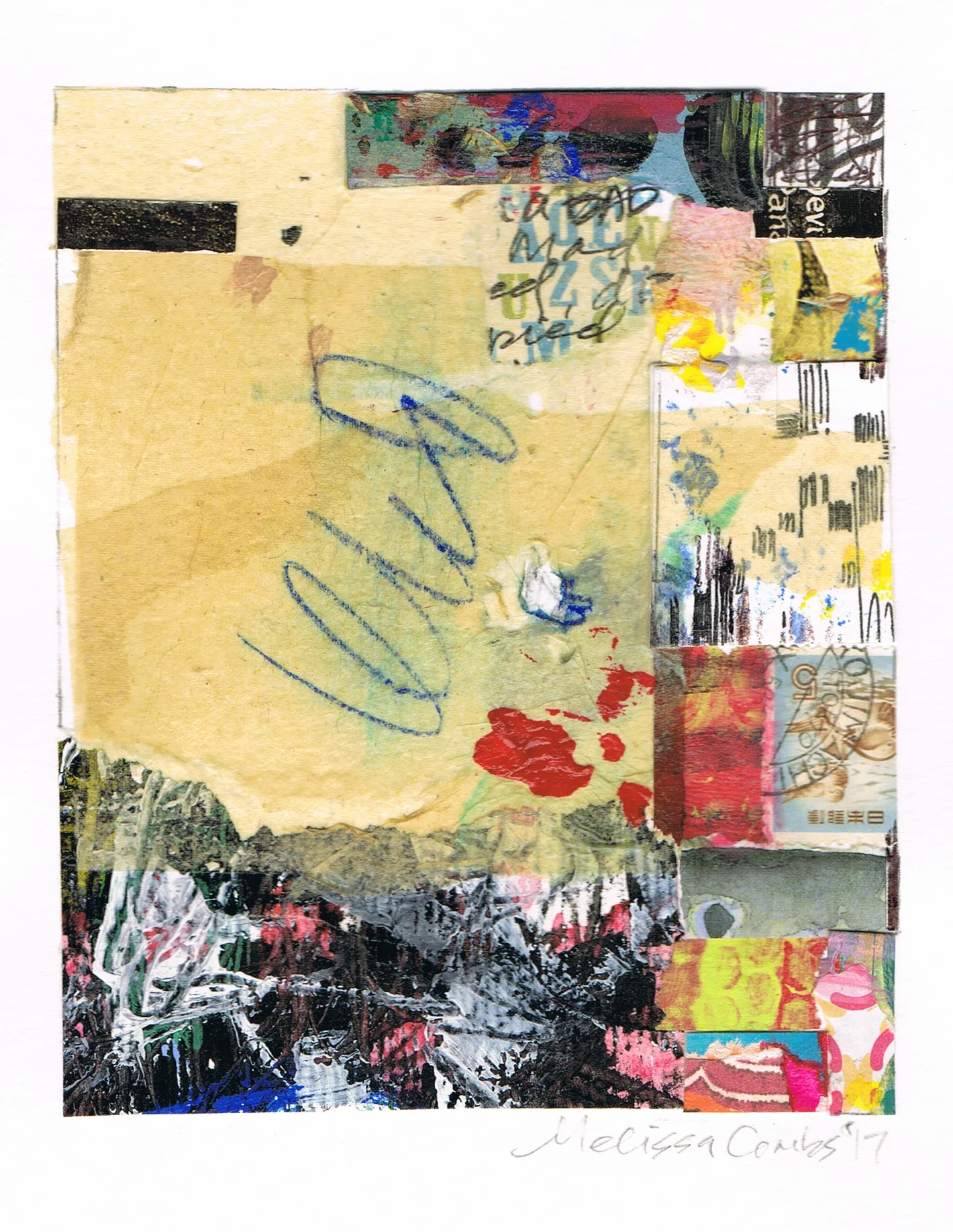 "Seeing Red" abstract collage by artist Melissa Combs © 2017 studio-mlc.com