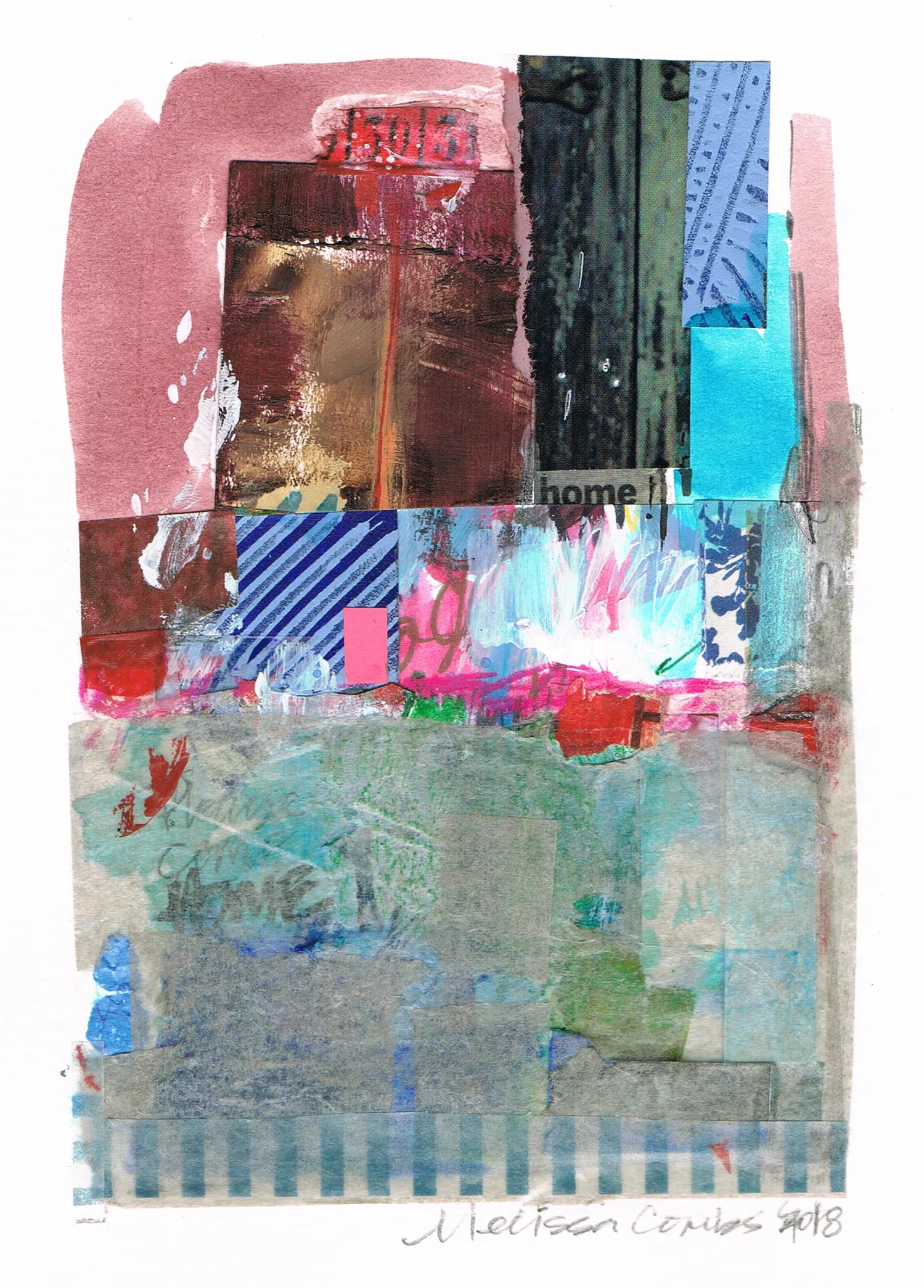 "Please Come Home" abstract collage by artist Melissa Combs © 2018 studio-mlc.com
