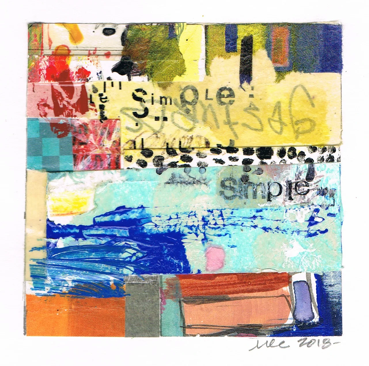 "Simple Gestures" abstract collage by artist Melissa Combs © 2018 studio-mlc.com