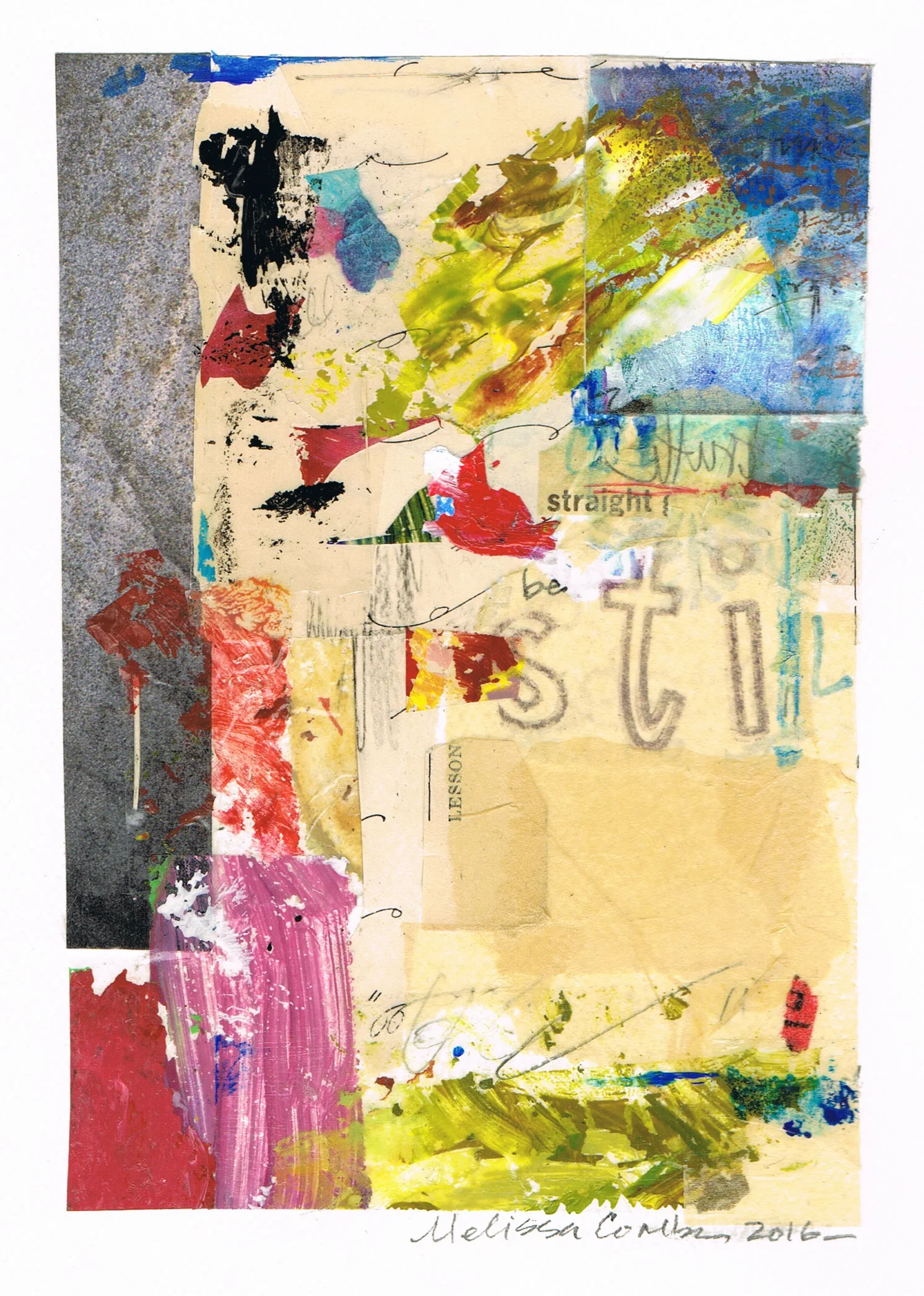 "Be Still" abstract collage by artist Melissa Combs © 2016 studio-mlc.com