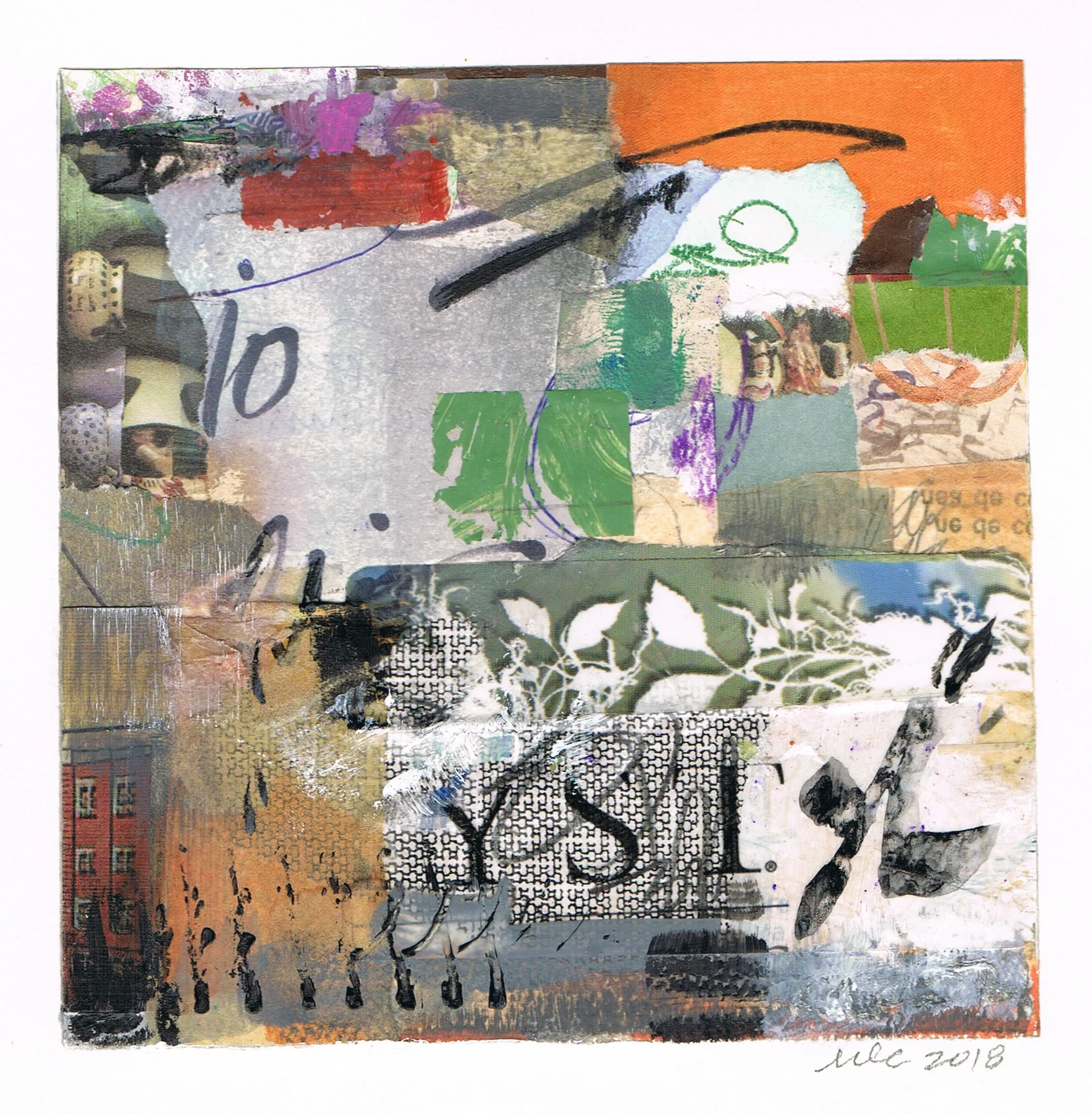 "Turn To Fall" abstract collage by artist Melissa Combs © 2018 studio-mlc.com