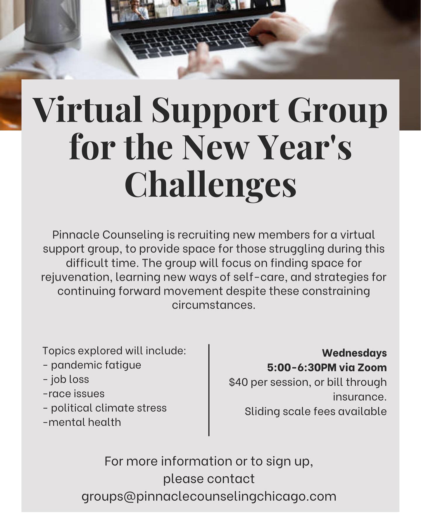 We are excited to be starting another virtual support group, designed to provide assistance to those struggling with the challenges of our current times. Please pass along to anyone who may be interested! 
.
.
.
#covid19support #socialdistancing #soc