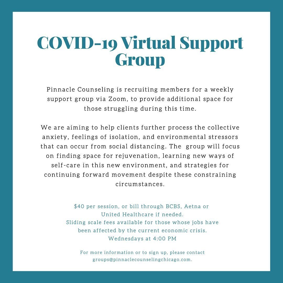 As we begin to transition to a new phase in COVID19 restoration plans, many of us are coping with new or developed stressors and anxieties. Our virtual support group welcomes new members, providing space to stay connected to others as we navigate the