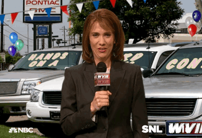 Kristen Wiig Bird Pooping on Head SNL.gif