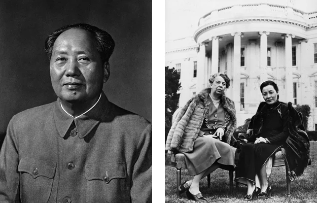 Left: Mao Tse Tung (1893-1976) Right: Eleanor Rossevelt (1884-1962) and Madame Chiang Kai Shek (1898-2003)