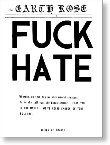 This is a copy of the front page of the Earth Rose , and the basis of the misdemeanor complaint brought against its publisher.