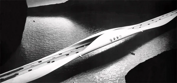 Paolo Soleri's "Long Span Concrete Bridge" - also in the 1960 exhibition.