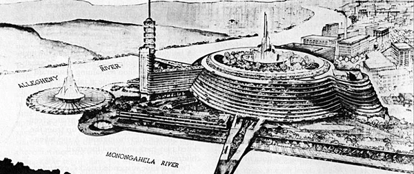 Frank Lloyd Wright's design for the Pittsburgh Civic Center was featured.