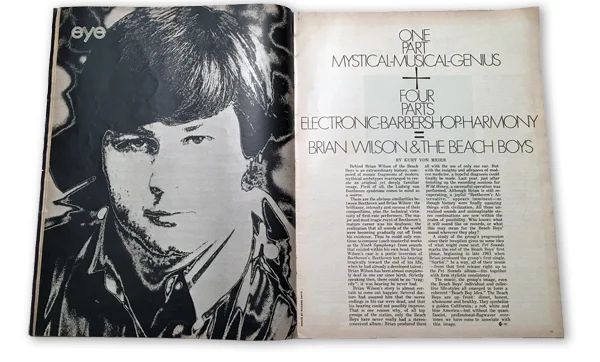 This the opening page spread of Kurt's article about Brian Wilson in August, 1968 Eye Magazine.