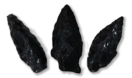 Obsidian arrowheads collected by Kurt on the banks of the Napa River.