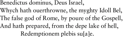 A sample of macaronic language, a mix of Old English and Latin