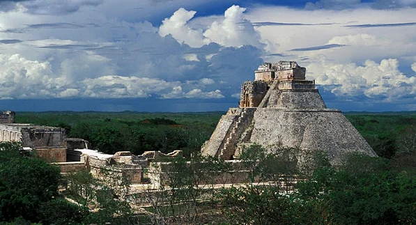 Mayan ruins in the ancient city of Uxmal in the Yucatan