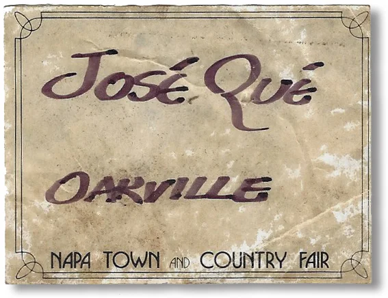 Here's the Jose Que name tag Kurt used during the contest; it's in his own inimitable handwriting.