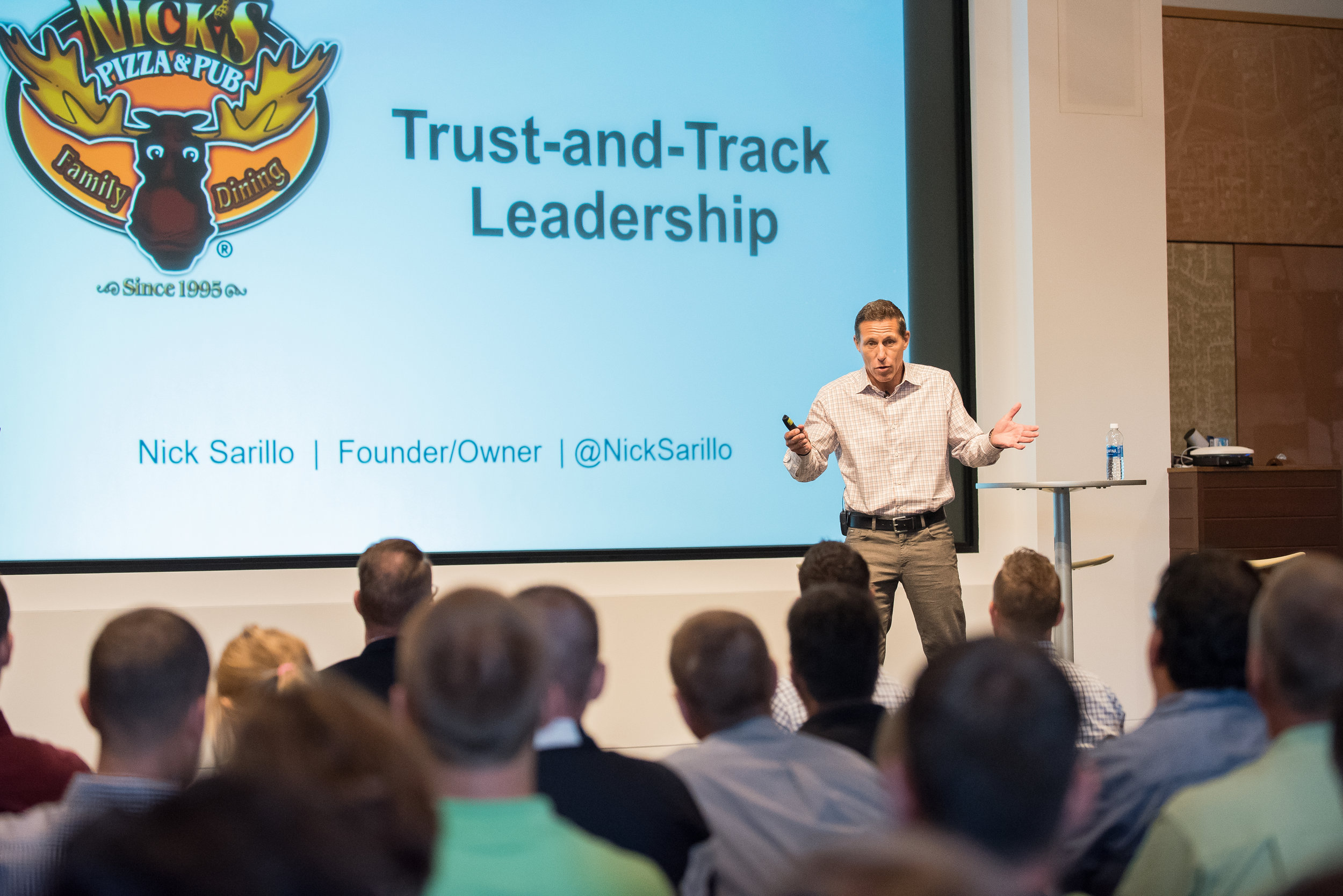 Nick Sarillo speaking on the Trust-and-Track Leadership method