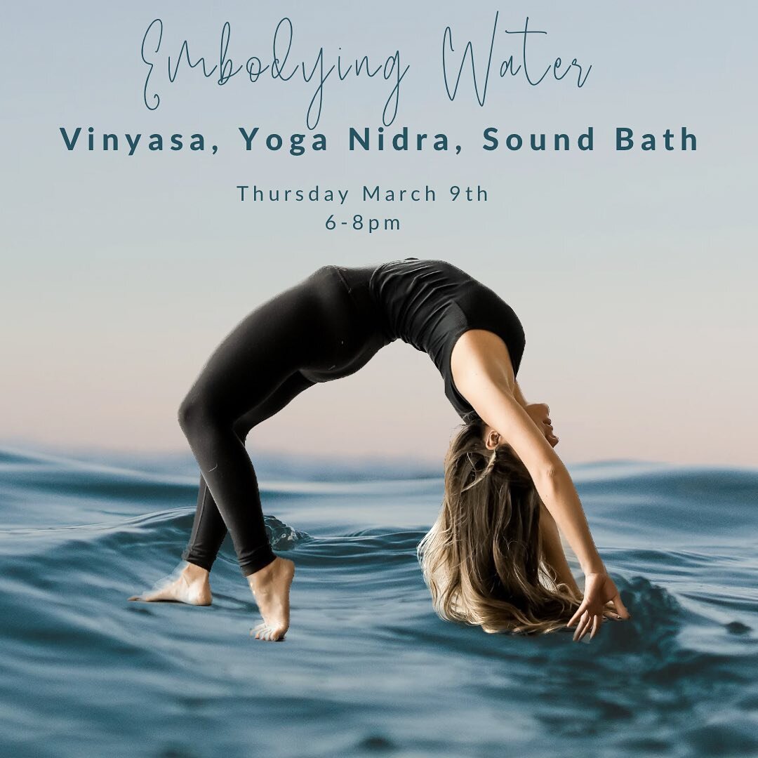 Embodying fluidity with the Water Element 💦✨

Join us next Thursday as we embrace fluidity and freedom through movement, meditation and sound!

You&rsquo;ll experience a Prana Vinyasa practice followed by Yoga Nidra and Healing Sound Vibrations ✨

T