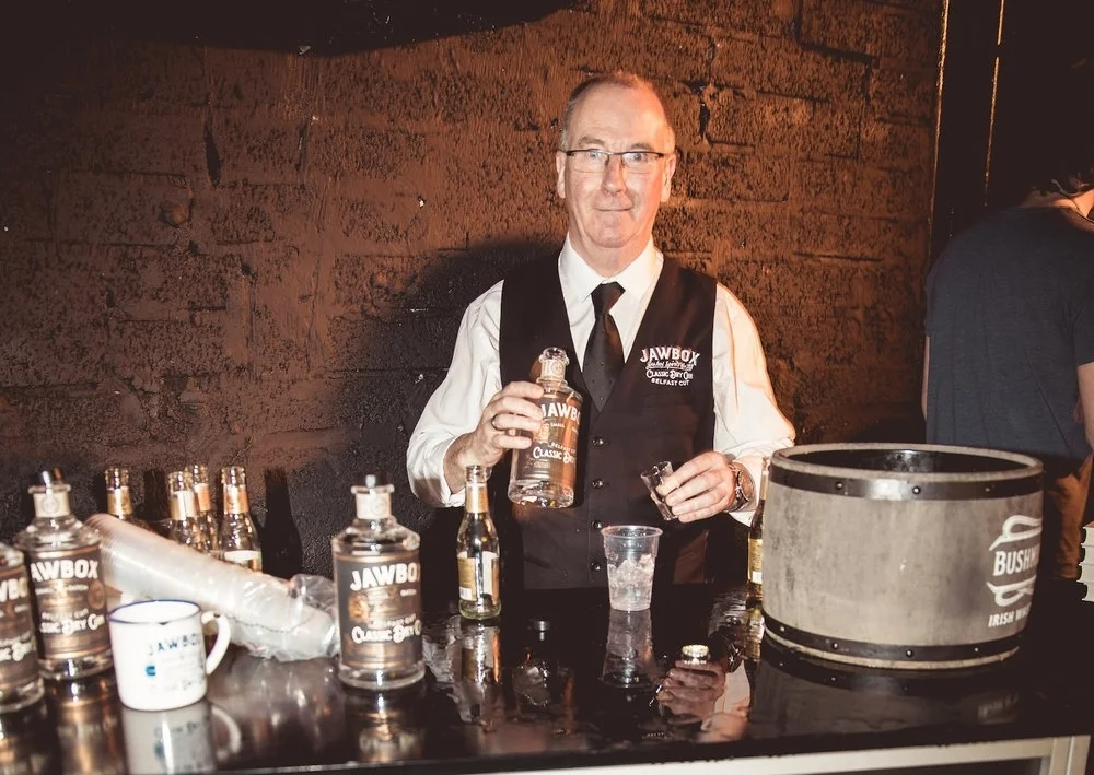 Gerry, the founder of Jawbox Gin sampled his wares with a grateful Belfast audience of mums