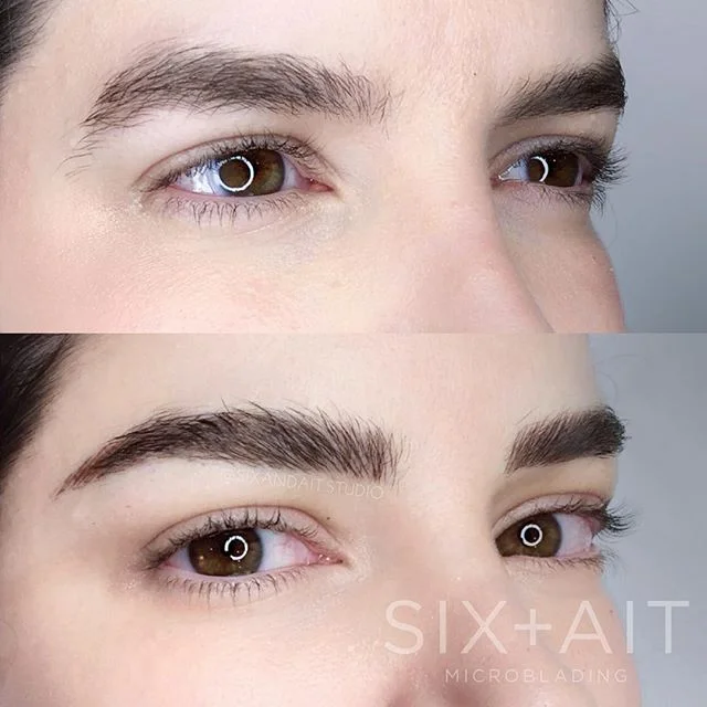 NATURAL brows 🙌🏼 Even girls with a lot of brows need a little help sometimes. A defined tail and arch, and some more density throughout the brow helps define her features even more 
Procedure: Microblading
Artist: Jessie @browsbyjessie.sa