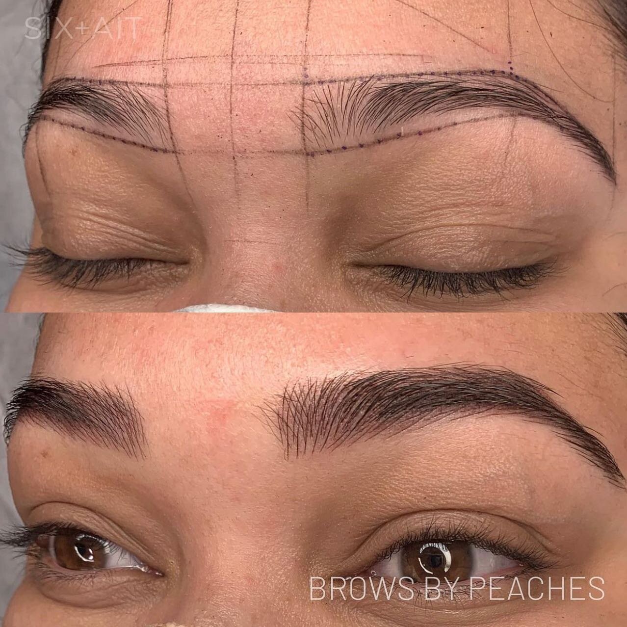 💫 Check out this before and after! This client lost hair growth in a specific area due to years of plucking. In order to blend her existing brows with the new Microblading, we had to blend with shading. This will most likely need a second session to