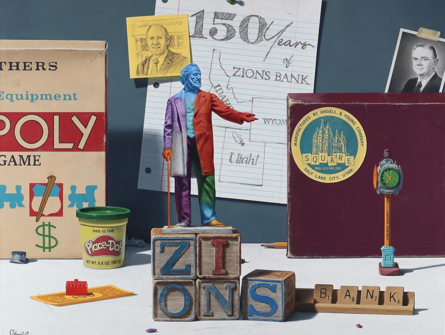 In celebration of Zions Bank&rsquo;s 150 year anniversary, I got the opportunity to do a commissioned work to reflect their rich history. Completely enjoyed the process from beginning to end and got to unveil it to many of their downtown team members
