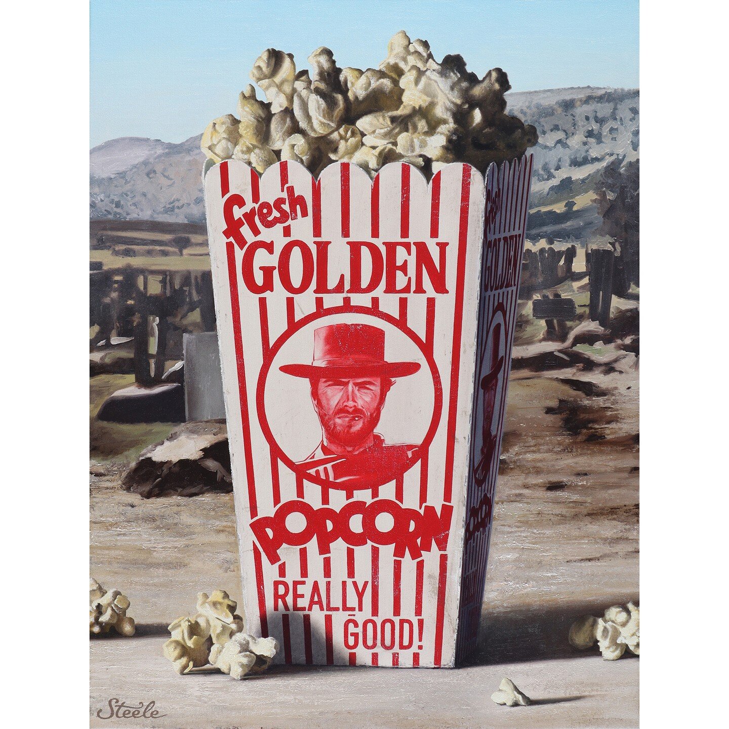 Busy winter in the studio, working through some commissions while also getting ready for a March exhibition at Altamira Fine Art in Scottsdale titled 'Good AZ Gold'. 

@altamirafineart 
#arizona #scottsdale #gold #popcorn #thegoodthebadandtheugly #su