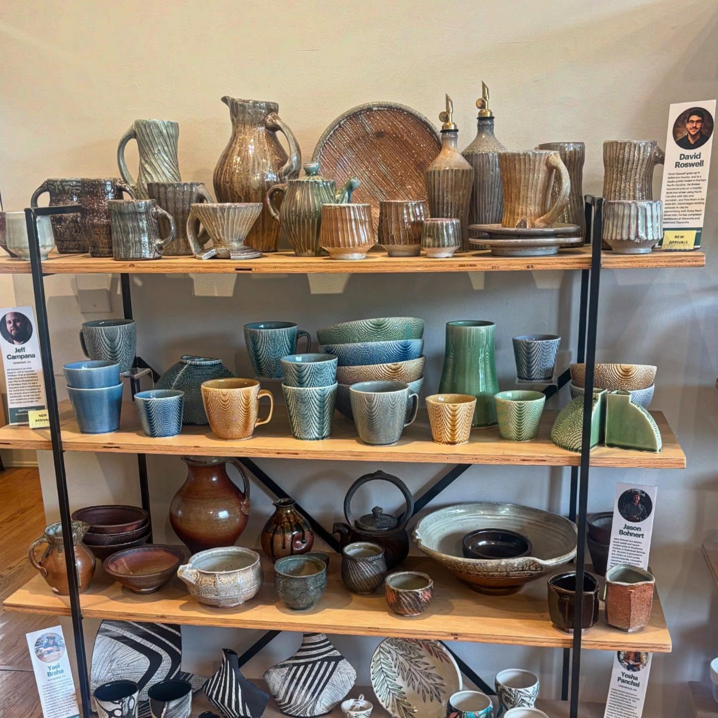 @baltimoreclayworks has an amazing selection of pots in their gallery right now. It&rsquo;s amazing to be showing work in the same space as many of my mentors, and some of their mentors too. Also great to share a shelf with friends like @yaelbraha.ce