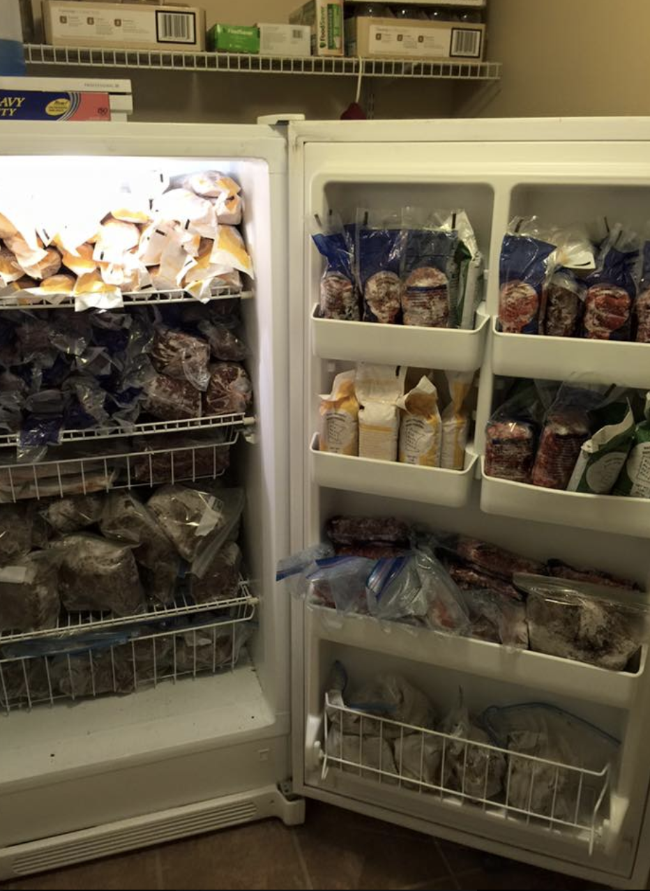 One of my three freezers, chalk full of raw meat for my dogs!