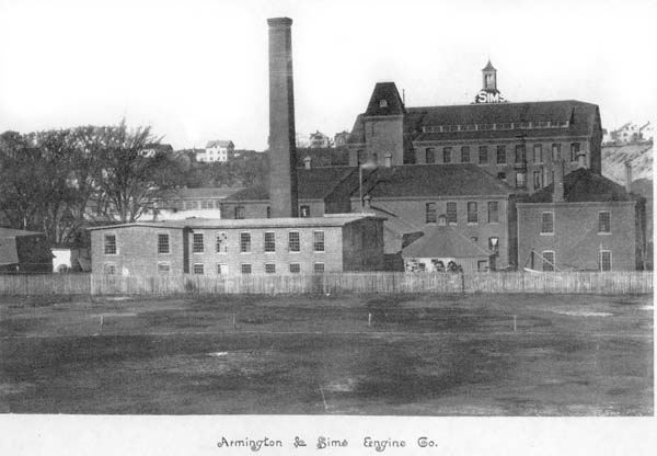 Armington & Sims Engine Co., c. 1890. Armington & Sims produced high-speed piston valve steam engines known for very accurate speed control, even with large load changes. Thomas Edison used these engines for his Pearl Street power plant in Manhattan because the excellent speed control would not let the lights flicker when the load changed. Source: New England Wireless & Steam Museum